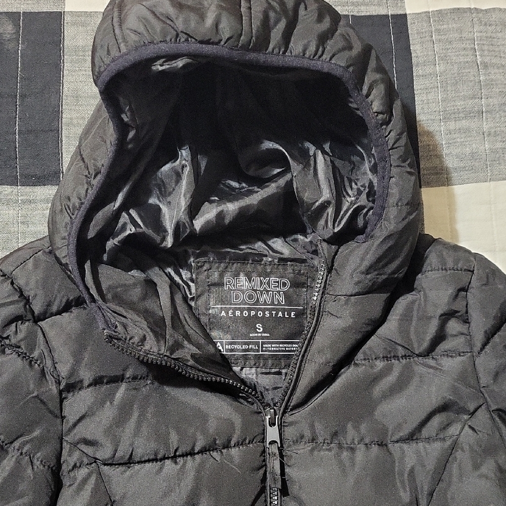 Aeropostale Charcoal Hooded Puffer Jacket